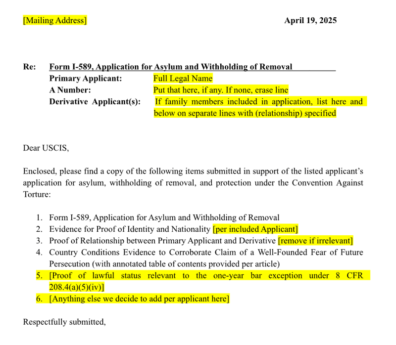 Affirmative Cover Sheet