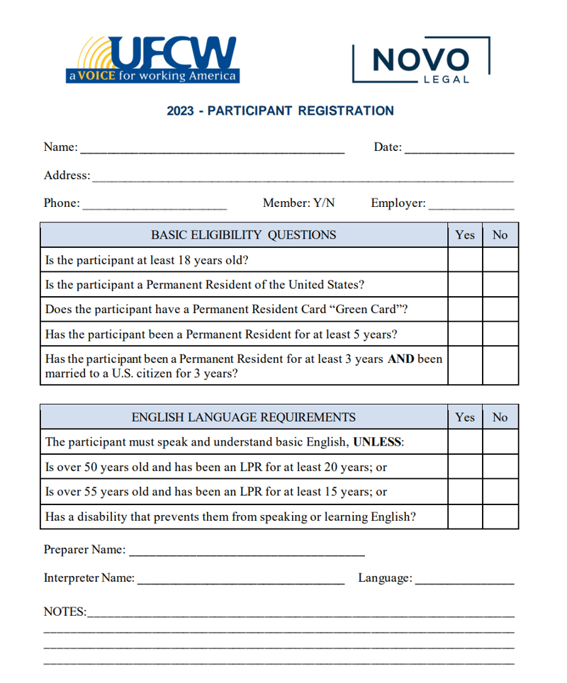 UCAN Eligibility Checklist Capture