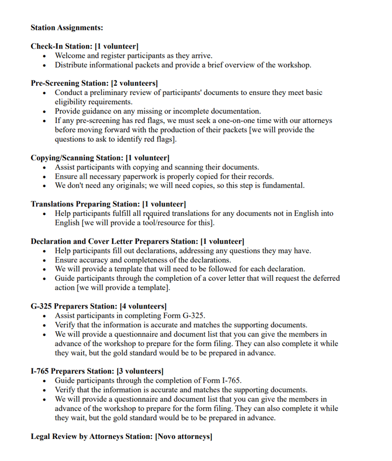 workshop station assignments